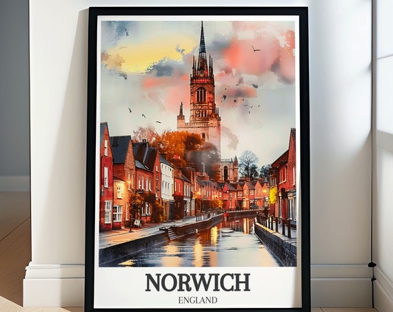 Norwich Art Blakeney Harbour Art Print Decor Of River Wensum And Tudor Buildings Norwich Cathedral And Coastal Beauty Travel Print