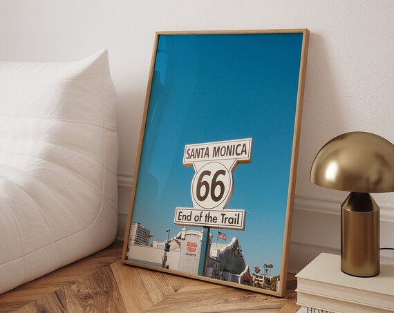 Route 66 End of the Trail Santa Monica California Sign Photo Poster