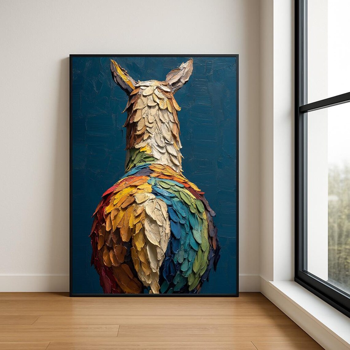 Colorful Deer Rear View Palette Knife Impasto Oil Painting Poster