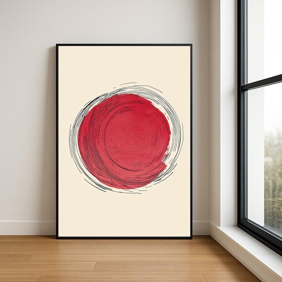Minimalist Abstract Circle Print Multicolour Modern Wall Art Mid Century Style