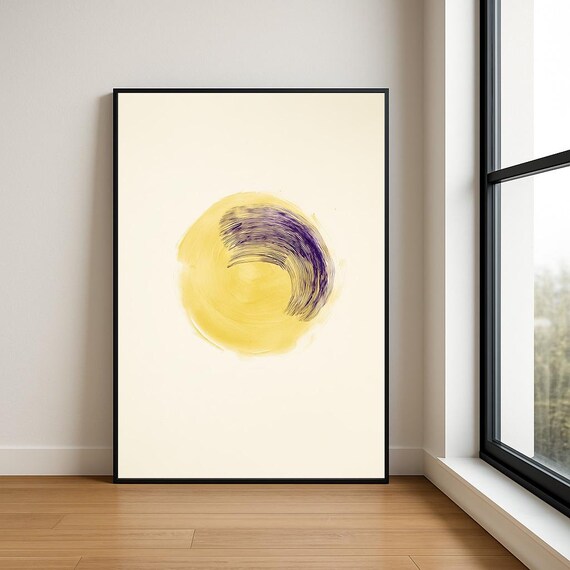 Minimalist Abstract Circle Print Multicolour Modern Wall Art Mid Century Style