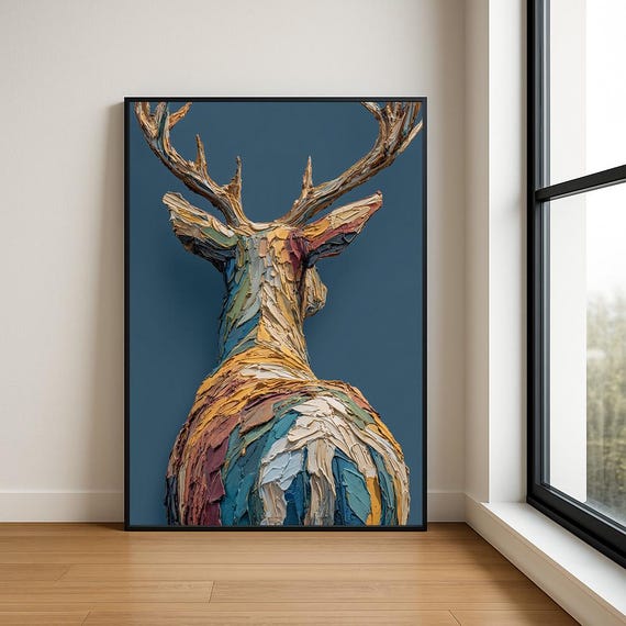 Colorful Deer Wall Art Print Animal Illustration
