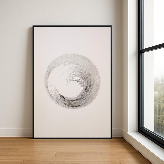Minimalist Abstract Circle Print Multicolour Modern Wall Art Mid Century Style
