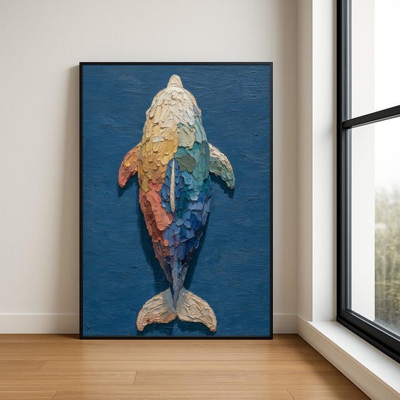 Colorful Dolphin Wall Art Print