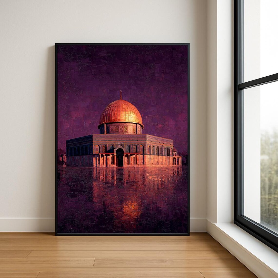 Dome of the Rock Golden Dome Purple Dusk Oil Painting Poster