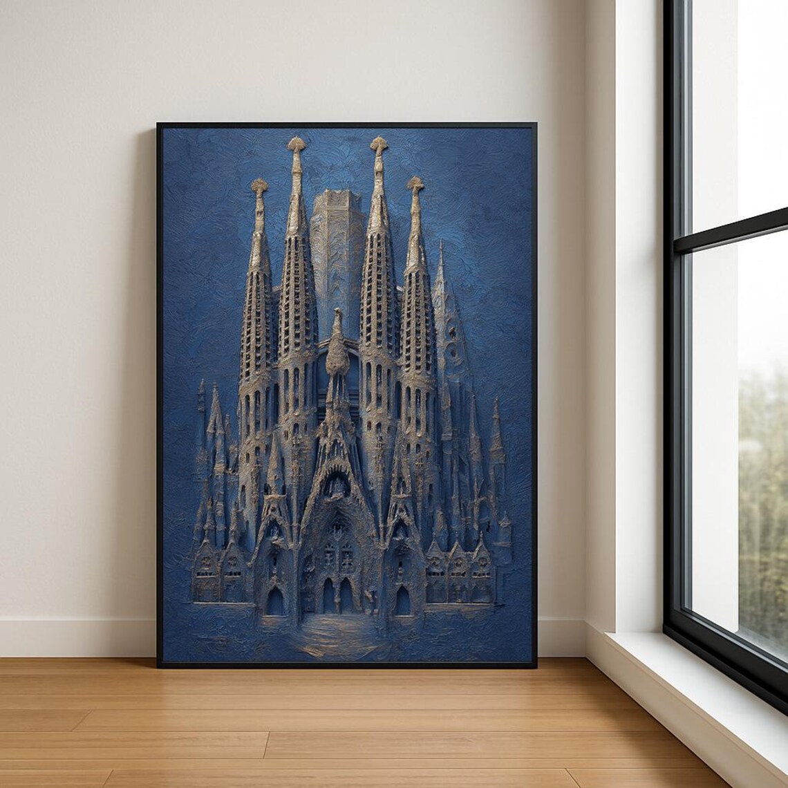 Sagrada Familia Barcelona Gold Relief Cathedral Landmark Poster