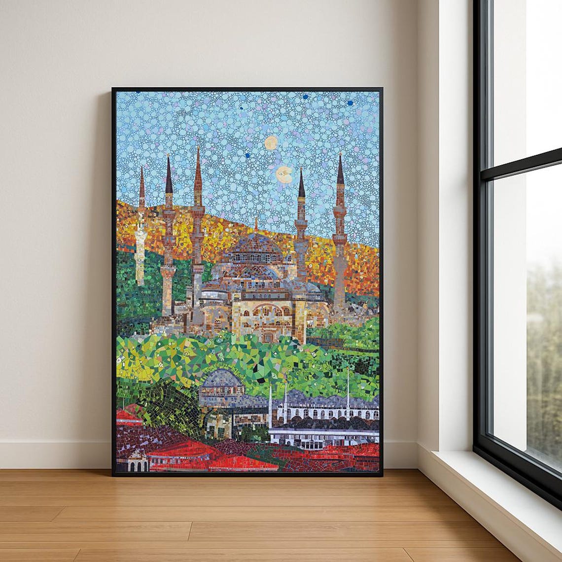 Istanbul Blue Mosque Six Minarets Golden Mosaic Landmark Poster