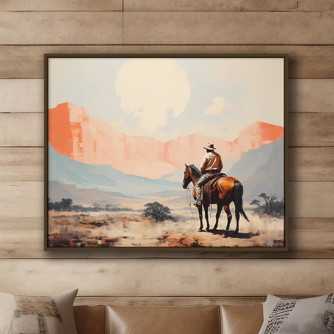 Southwest Cowboy Abstract Art Print Western Living Room Decor Bedroom Art Home Decor Over The Bed Art Ranch Home Decor Desert Wall Art