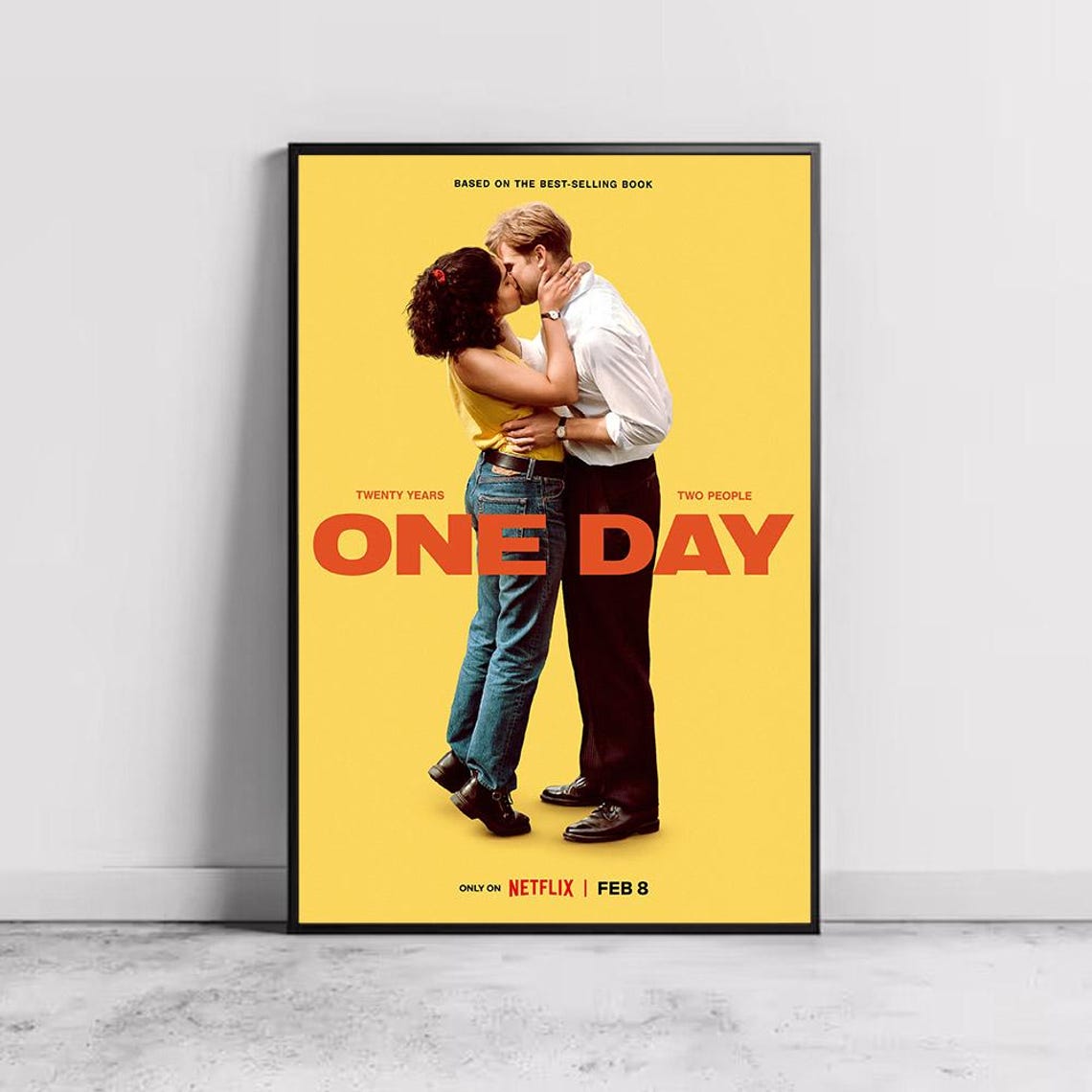 One Day Netflix Twenty Years Two People Romance Yellow Kiss Poster