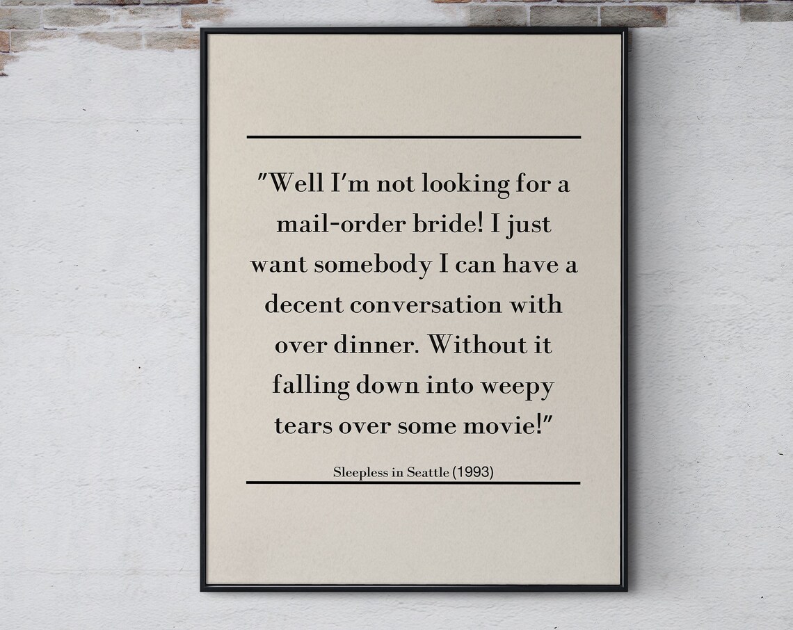 Sleepless In Seattle 1993 Romantic Movie Quote Minimalist Art Poster