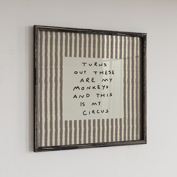 Funny Office Print My Monkeys Circus Handdrawn Wall Art Digital Download Square