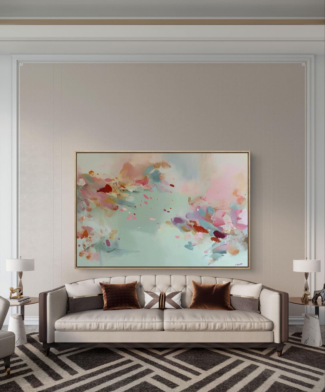 Colorful Abstract Art Print Large Neutral Minimalist Decor