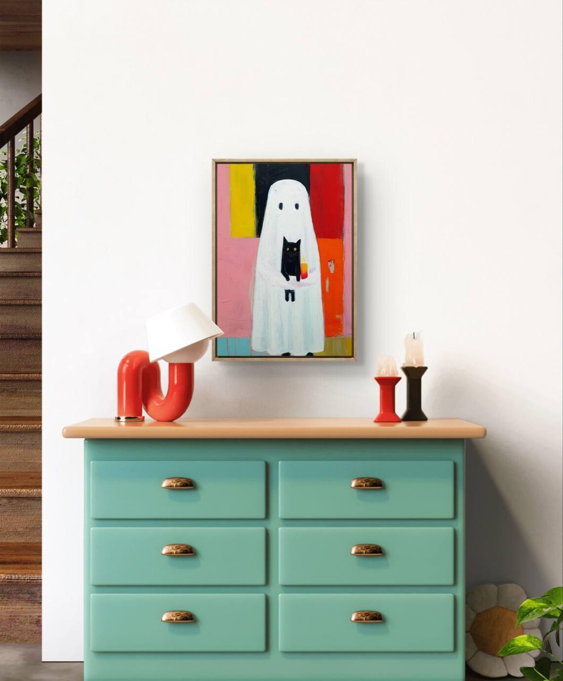 Cat And Candle Halloween Poster Art