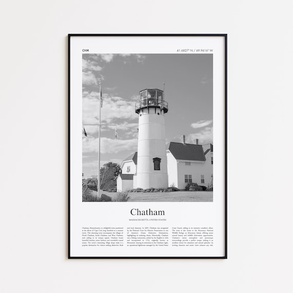 Chatham Massachusetts Black And White Lighthouse Photo Poster