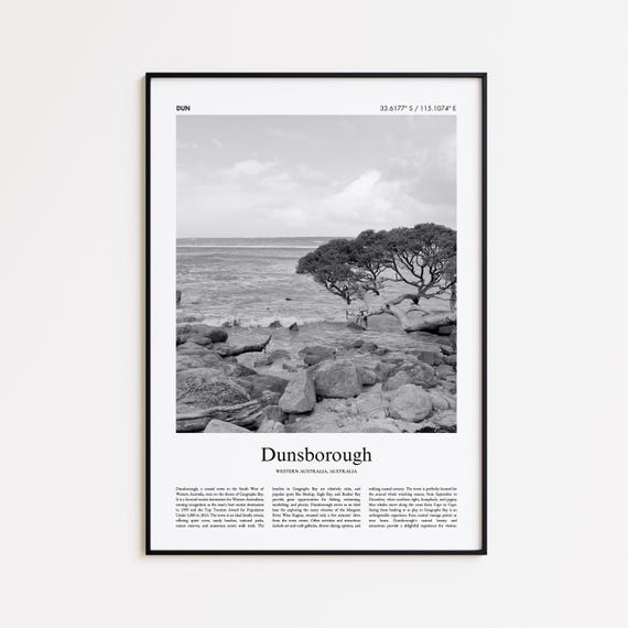 Dunsborough Black And White Print Photo Poster Travel Gift Western Australia Wall Art