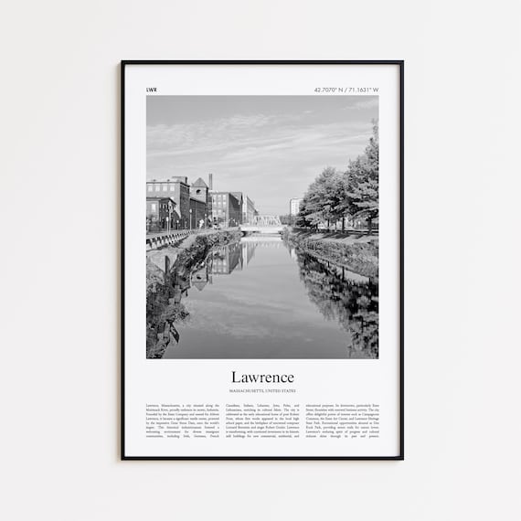 Lawrence Massachusetts Black And White Canal City Photo Poster