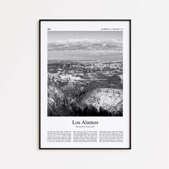 Los Alamos Black And White Print Photo Poster Travel Gift New Mexico United States Usa Wall Art