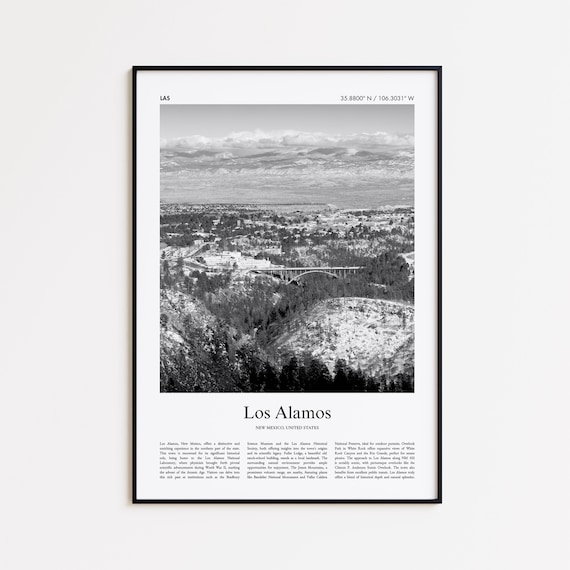 Los Alamos New Mexico Aerial City View Black And White Poster
