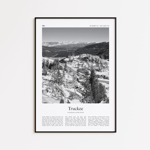 Truckee California Black and White Winter Snowy Lake Photo Poster