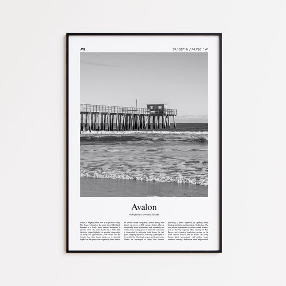 Avalon Black And White Print Photo Poster Travel Gift New Jersey United States Usa Wall Art Home Decor