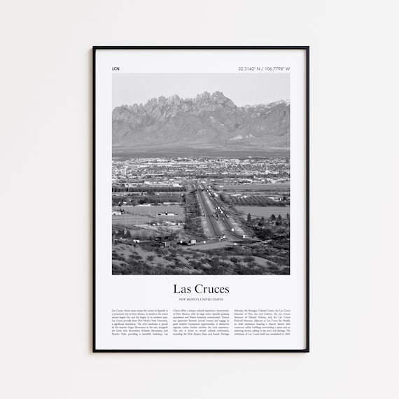 Las Cruces Organ Mountains Aerial Black and White Photo Poster