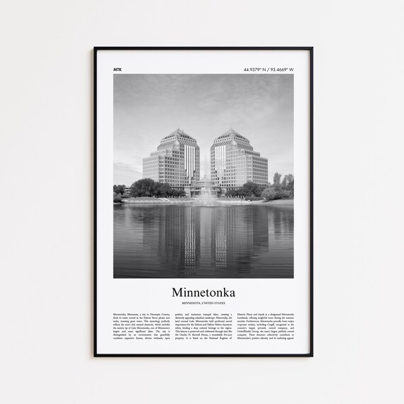 Minnetonka Minnesota Lakefront Towers Black White Photography Travel Poster
