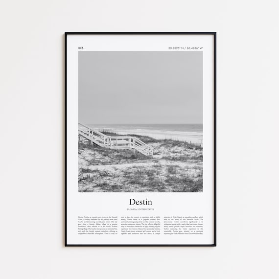 Destin Florida Beach Dunes Walkway Black And White Coastal Photo Poster