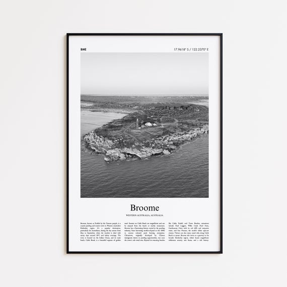 Broome Black And White Print Photo Poster Travel Gift Western Australia Wall Art Home Decor