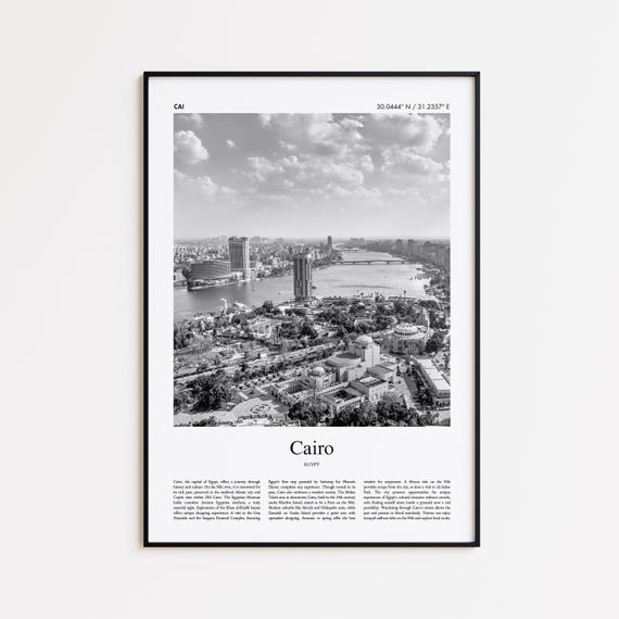 Cairo Black And White Print Photo Poster Travel Gift Egypt Wall Art Minimal Home Decor