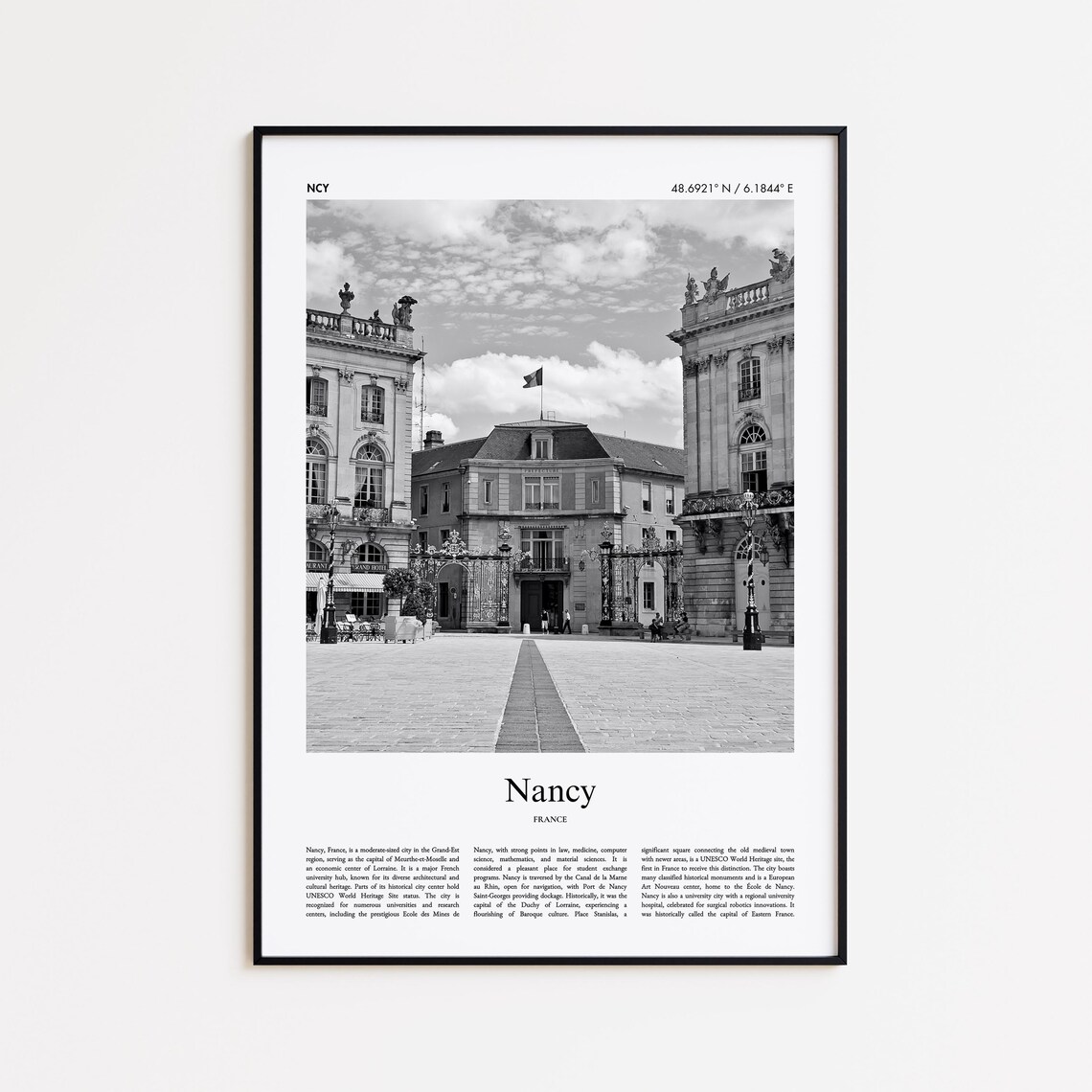 Nancy France Black and White Historic Square Photography Poster