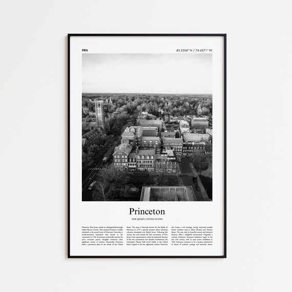 Princeton New Jersey Black And White Photo Poster With Coordinates