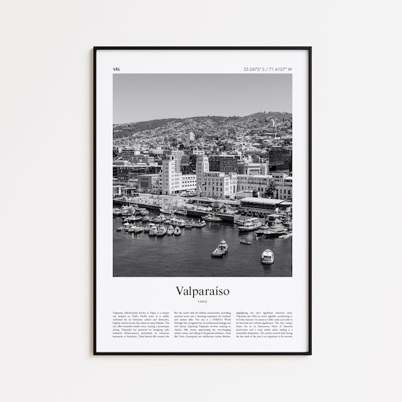 Valparaso Black And White Print Photo Poster Valparaiso Travel Gift Chile Wall Art Minimal Home Decor