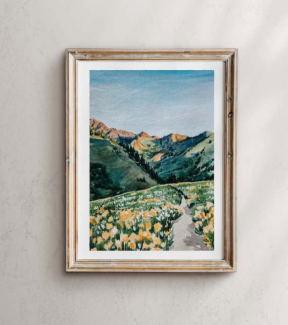Mountain Scene Watercolor Landscape Art Print