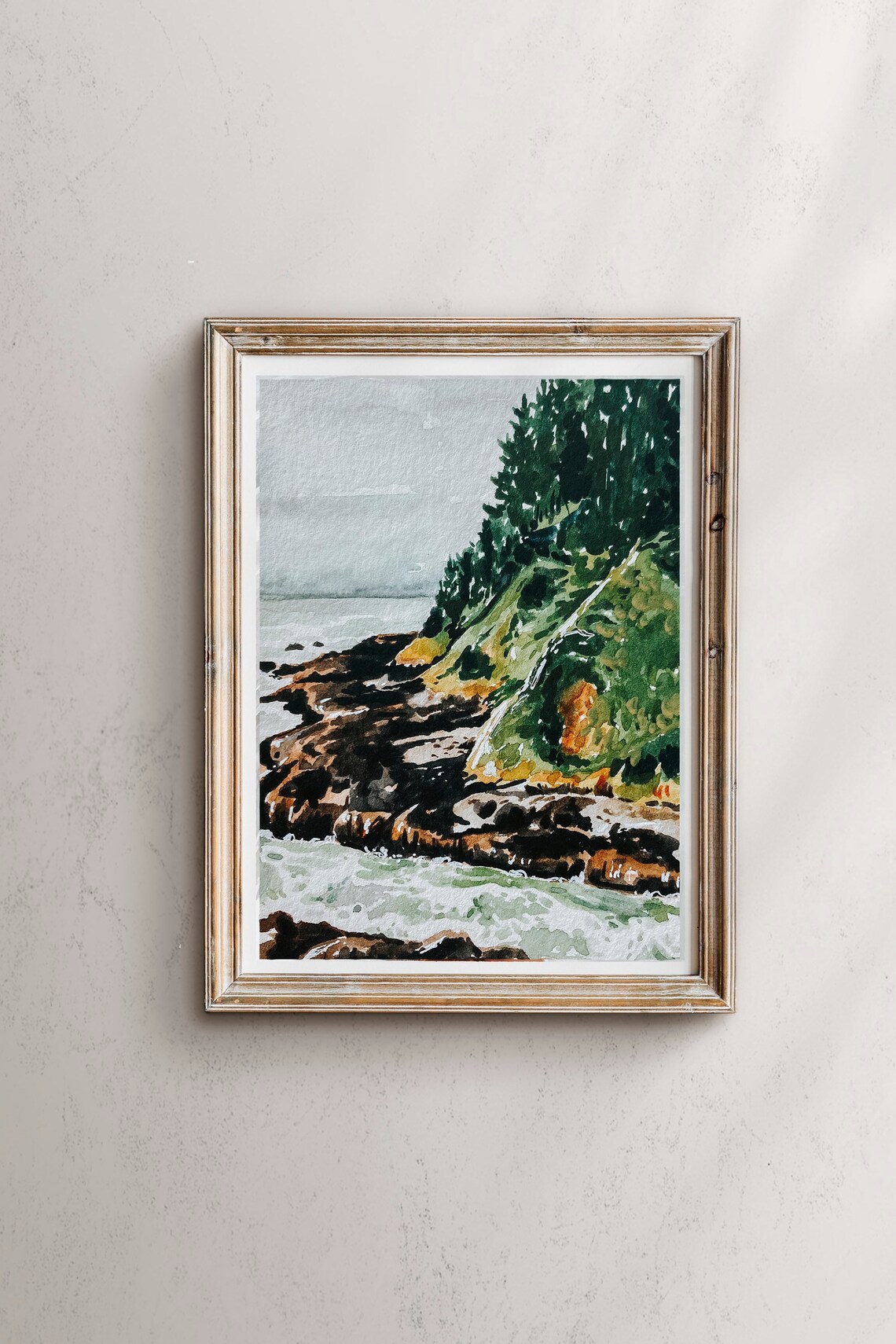 Oregon Coast Watercolor Landscape Art Print