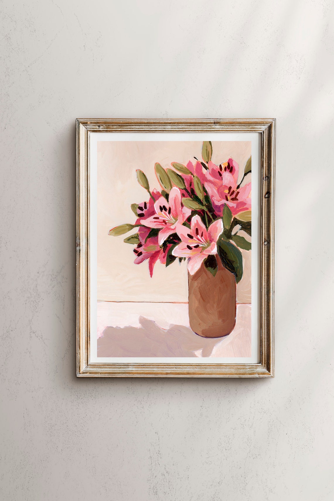Lilies Lilies In Vase Flower Art Prints Flower Wall Art Flower Bouquet Wall Art Floral Print Flower Painting Lily Print Lilies