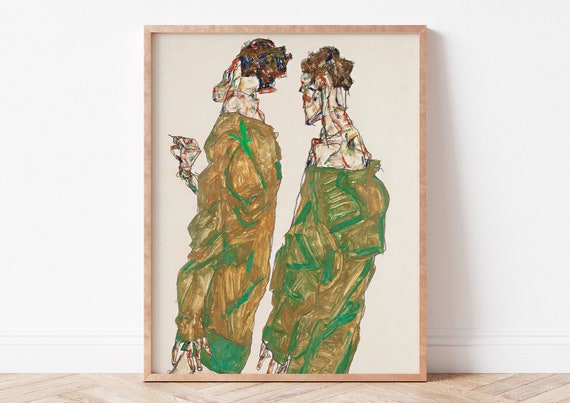 Devotion Egon Schiele Art Print Green Abstract Poster Deco Oil Painting Home Decor Gift