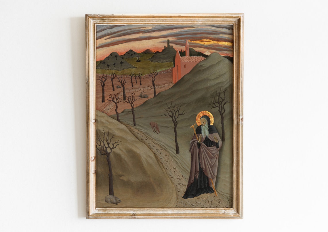 Saint Anthony Abbot Wilderness Medieval Renaissance Religious Poster