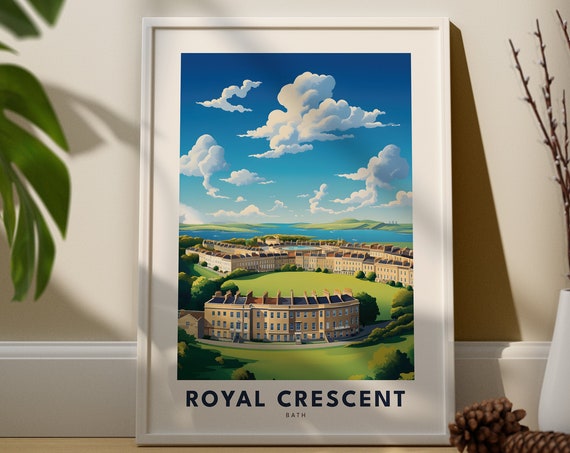 Bath Travel Art Print Royal Crescent Wall Poster United Kingdom England