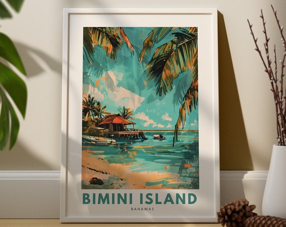 Bimini Island Wall Art Print Travel Poster Bahamas Decor Hang