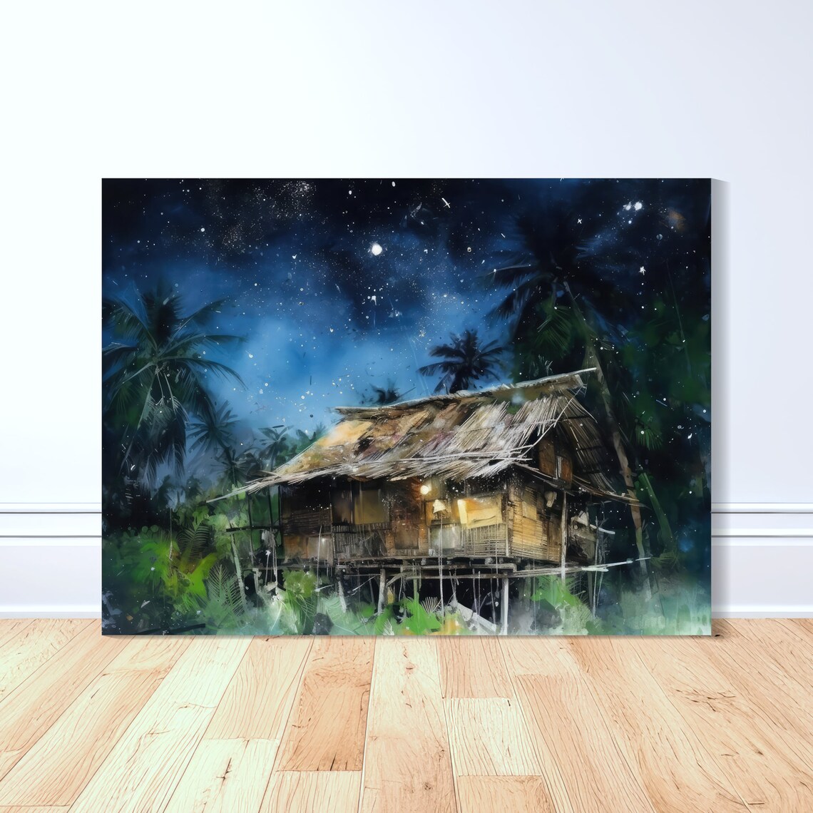 Bahay Kubo Evening Solace Art Print, Philippines