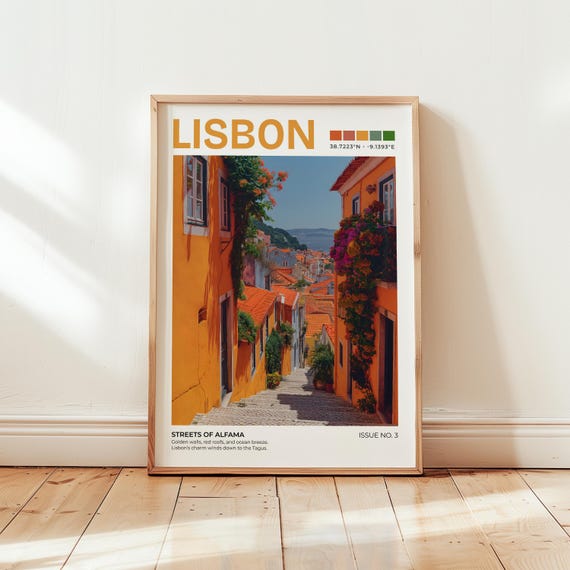 Lisbon Alfama Print Portugal Travel Poster Europe Wall Art