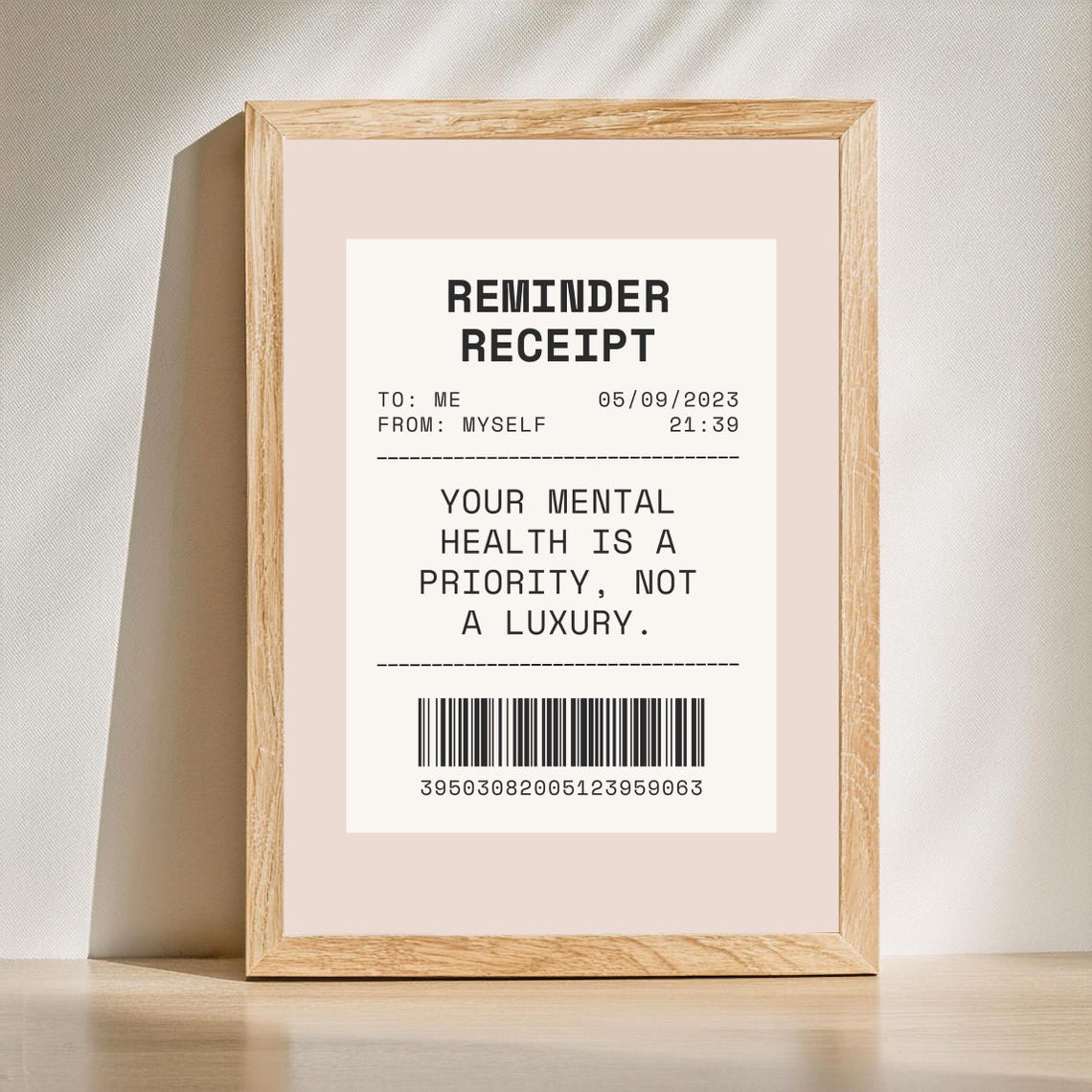 Reminder Receipt Mental Health Priority Vintage Receipt Style Poster