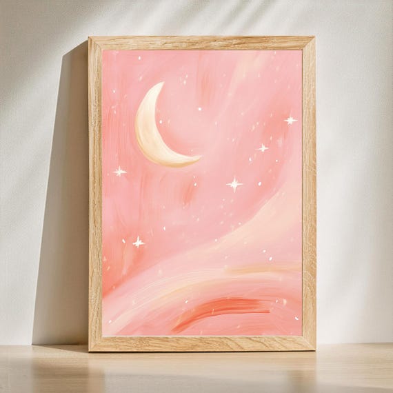 Preppy Halloween Wall Art Pink Print Autumn Pastel Decor