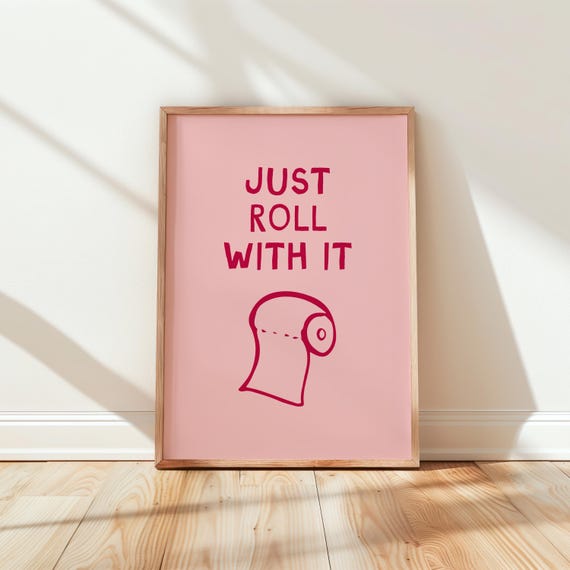 Pink Bathroom Wall Print Art Decor Dorm Girly Funny