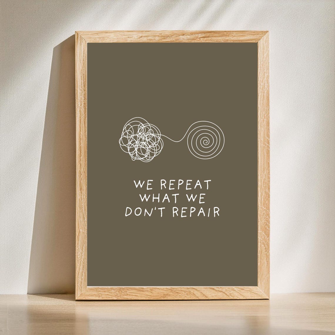 We Repeat What We Don't Repair Mindfulness Line Art Quote Poster