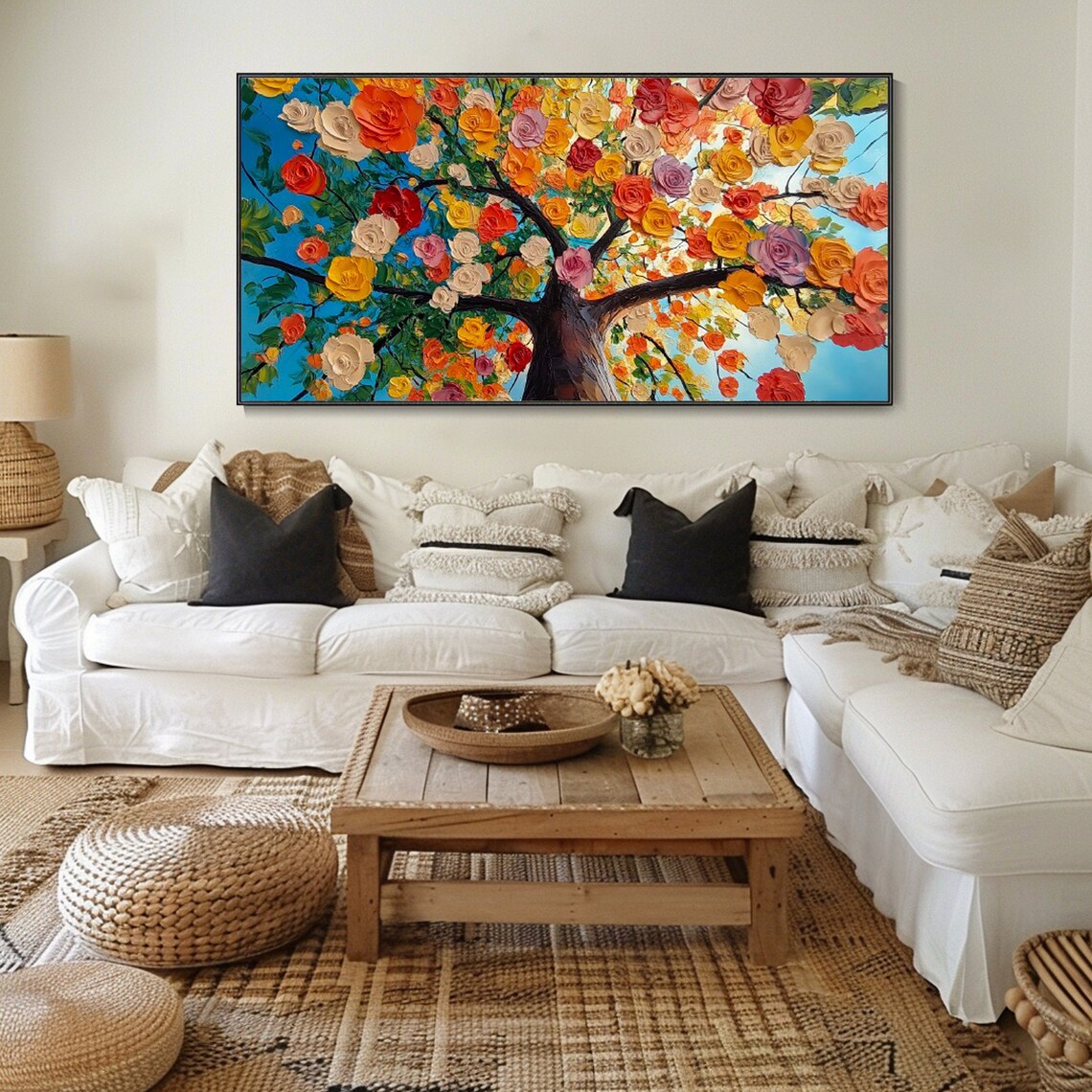 Original Blossoming Tree Thick Texture Knife Painted Large Abstract Art Oil Painting Modern Hand Crafted Wall Decor Unique Style Decorative - Image 4