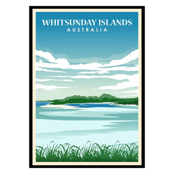 Whitsunday Islands Australia Travel Poster Tropical Beach Paradise