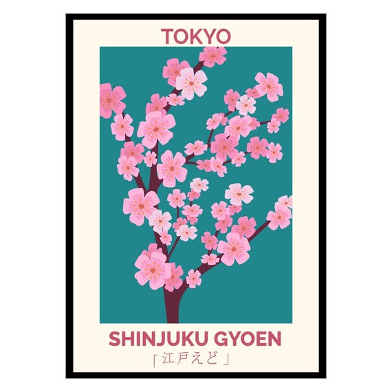 Tokyo Cherry Blossom Art Print Shinjuku Gyoen Poster