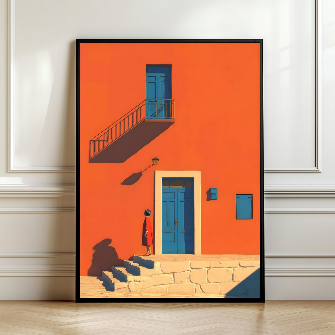 Modern Mediterranean Architecture, Minimalist Coastal Poster