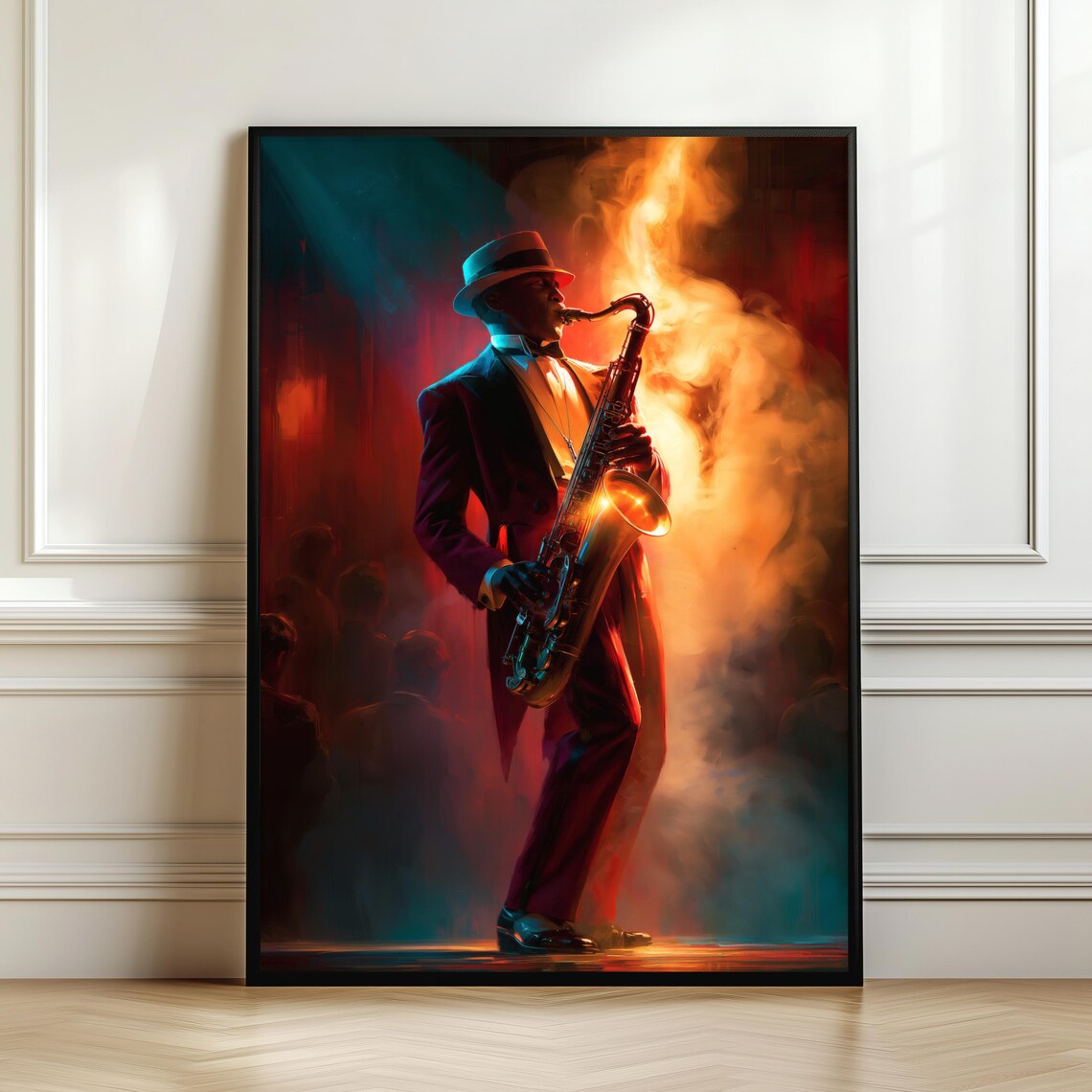 Jazz Saxophone Player Moody Nightclub Stage Vintage Music Poster